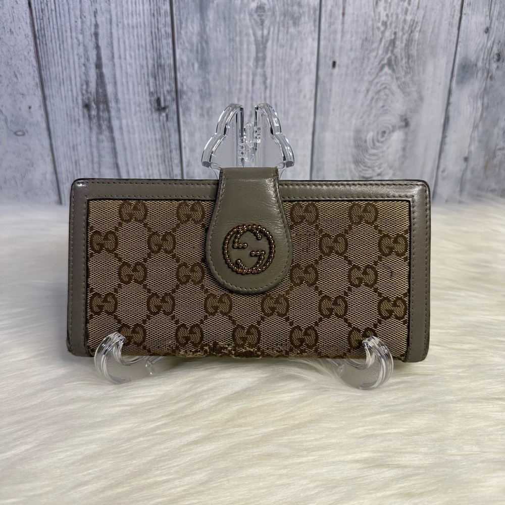 GUCCI guccissima continental wallet in gray